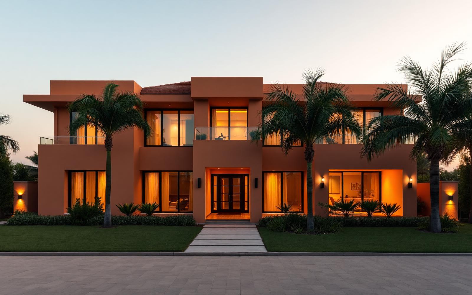 Modern Nigerian home at golden hour